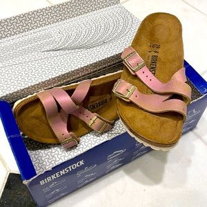 BIRKENSTOCK Yao Balance-Washed Metallic Pink-size 39-US L 8.0 Narrow Fit